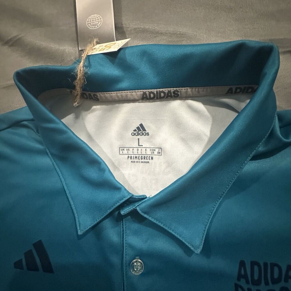 Adidas Shirt Mens Large Summer Bash Dugout Polo Button Primegreen Short Sleeve - Picture 4 of 9
